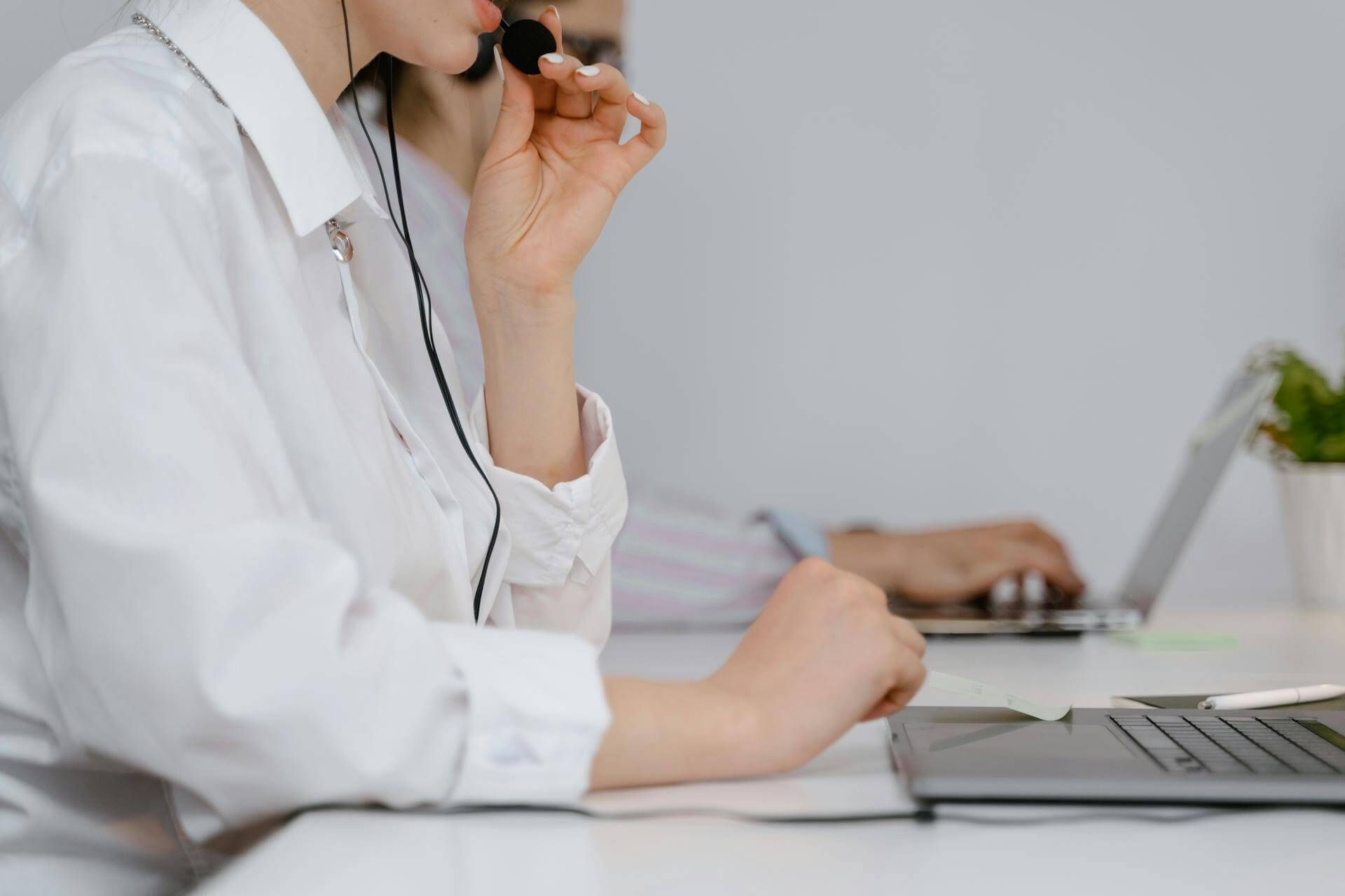 Dispatcher using headset microphone.